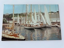 1958 Mackinac Island Yacht Basin Postcard - Chicago Race Finish Line Sails picture