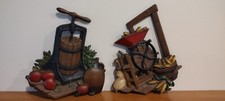 VTG. HOMCO Metal Wall Decor. Corn Sheller, Apple Juicer in Farm Country 1978 picture