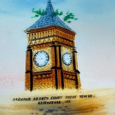 COURT HOUSE - GREENSBURG INDIANA IN Antique Souvenir China TRINKET DISH PLATE picture