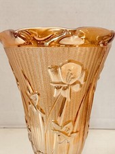 Iris & Herringbone Marigold Tall Footed Vase Jeanette Glass 9