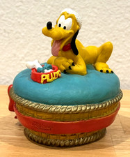 Disney Pluto Christmas Ceramic Trinket Jewelry Box Figurine Rare HTF Vintage picture