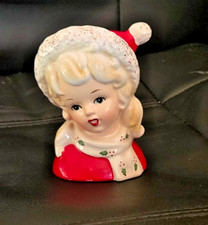 Vintage MCM Christmas Girl Head Vase INARCO E1274 Japan Planter EXCELLENT picture