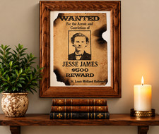 Framed Western Outlaw Jesse James Wanted Poster,  Wall Decor Art picture