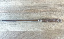 Vtg RARE Silverplate bird w/ card holding in beak letter opener floral 9.75
