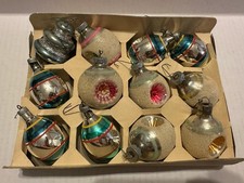 Vintage Flower Indent Mica Shiny Brite Glass Christmas Ornament &others picture