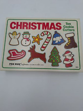 VINTAGE 10 Metal Christmas Cookie Cutters Complete in Box Fox Run Craftsmen picture
