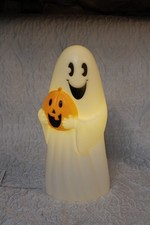 Halloween Ghost with Pumpkin. Lights up. DG. Blow mold. 12