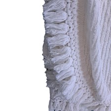 Vintage Land's End White Cotton Full Bed Chenille Blanket Fringe USA picture