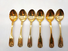 Gold plated flatware Crown Royale Golden Barclay Geneve Japan 6 demitasse spoons picture