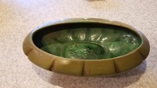 MCM CALIFORNIA USA 587 POTTERY OLIVE GREEN DRIP GLAZED OVAL PLANTER picture