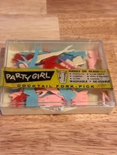 Vintage Party Girl Mermaid Pin-Up Cocktail Fork Pick 1965 Party Favor picture
