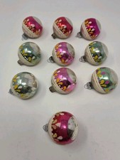 Vintage Shiny Brite Christmas Glass Ornaments Lot Pink Teal Glitter Balls picture