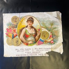 Rare Krueger Braun Litho Cigar Label Salesman Sample Sheet Dona Suprema Price picture