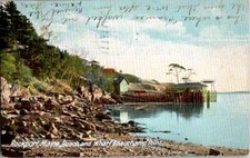 Vintage Postcard Rockport ME Maine Beach & Wharf Beauchamp Point 1907      E-510 picture