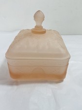 Vintage Indiana Glass Tiara Exclusive Pink Satin Frosted Honey Bee Dish picture