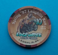1997 $10 Edgewater Spring Run Casino Poker Chip Laughlin Nevada picture