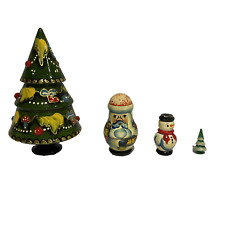 Matryoshka Decor Russian Nesting Dolls Christmas Tree Santa Snowman Tree 4 PCS picture