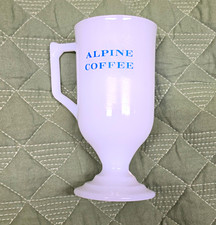 Alpine Coffee Village Inn Las Vegas Milk Glass Pedestal Mug White/Blue picture