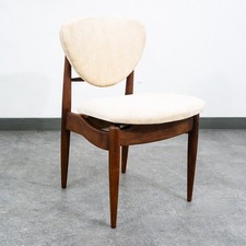 Mid Century Danish Modern Dining Chair John Stuart Wood Walnut Off White Cream picture
