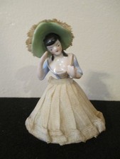 Vintage Lady In Lace Dress Porcelain Hand Painted Figure Made In Japan picture
