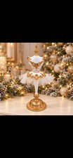 Elegant Gold & White Ballerina Tutu Holiday Figurine picture