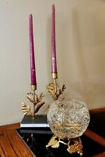 Threshold's Brass Taper Candleholders, Crystal Bowl (Candles are included) picture