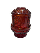 INDIANA GLASS FAIRY LAMP..STARS AND BARS..RUBY FLASH / AMBERINA..6.5