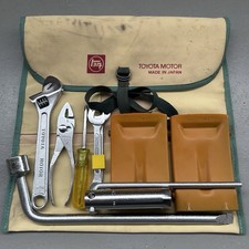 TOYOTA MOTOR Tool Bag Kit Wrench Spanner Plier Wheel Chock Old Stock Vintage picture