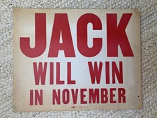 original JFK Kennedy presidential campaign sign/poster/placard 1960 vs Nixon picture