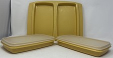 Vintage Tupperware Harvest Gold Carrier Deli Keepers 5-pc set picture
