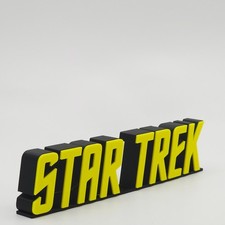 3D Printed Sci-Fi Logo Sign: Retro Yellow Freestanding Prop picture