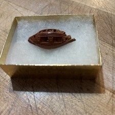 Vintage Asian Chinese Miniature Carved Hediao Nut Seed Fishing Junk Boat China picture
