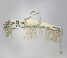 Red Indian Beaded Suede gun cover  Native American Rifle Scabbard Sioux Style picture