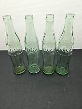 Lot Of 4 Vintage Coca Cola Hobble skirt Green Glass Bottles 10 OZ  Coke RARE L2 picture