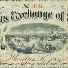 Vintage 1882 Merchants Exchange of St. Louis Certificate of Membership #3734 picture