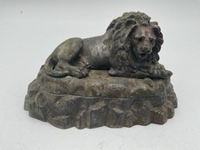 Antique Lion Double Inkwell Cast Unmarked NCE picture