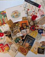Vintage BIG Sewing Lot Needle Books Notions Buttons Wood Spools Egg Sock picture