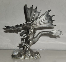 Spoonique Pewter  Fire Breathing Dragon Crystal Figurine CMR868  3 1/2