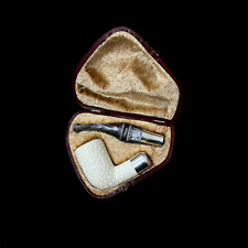 Block Meerschaum Pipe 925 silver unsmoked smoking tobacco pipe w case MD-334 picture