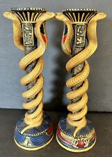 Design Toscano  Pair candlesticks Egyptian cobras Snakes unique piece 11” picture