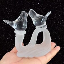 Vintage Love Bird Figurine Clear With Frosted Base Glass Paperweight Figure picture