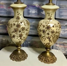 Vintage Large Pair Carl Falkenstein Pearlescent Glass Urn Lamps Lamp picture