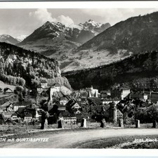 c1940s Feldkirch Austria RPPC Postcard Gurtisspitze Alps Schattenburg Castle picture
