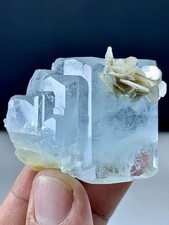 76 GM Aquamarine Double Terminated Crystal Combine Muscovite Mica (Nagar Valley) picture