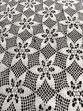 Pretty Vintage White Crocheted Tablecloth 38x75 picture