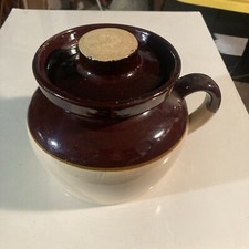 Vintage RRP Robinson Ransbottom Bean Pot Roseville Two Tone Stoneware Stone picture