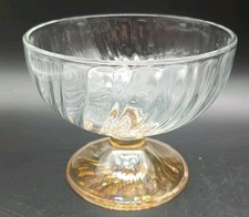 Vtg Optic Swirl Sherbet Coupe Orange Iridescent Base picture