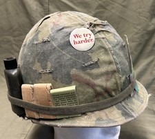 Vietnam War Era US Army M1 Helmet w/1960s Liner, Camo Cover & Authentic Extras picture