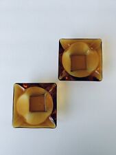 Vintage Anchor Hocking  Amber Glass Ashtray Mid Century Set Of (2) Unique  picture
