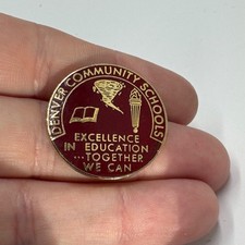 Vintage Denver Community Schools Cyclones Lapel Pin Iowa Logo Maroon Gold picture